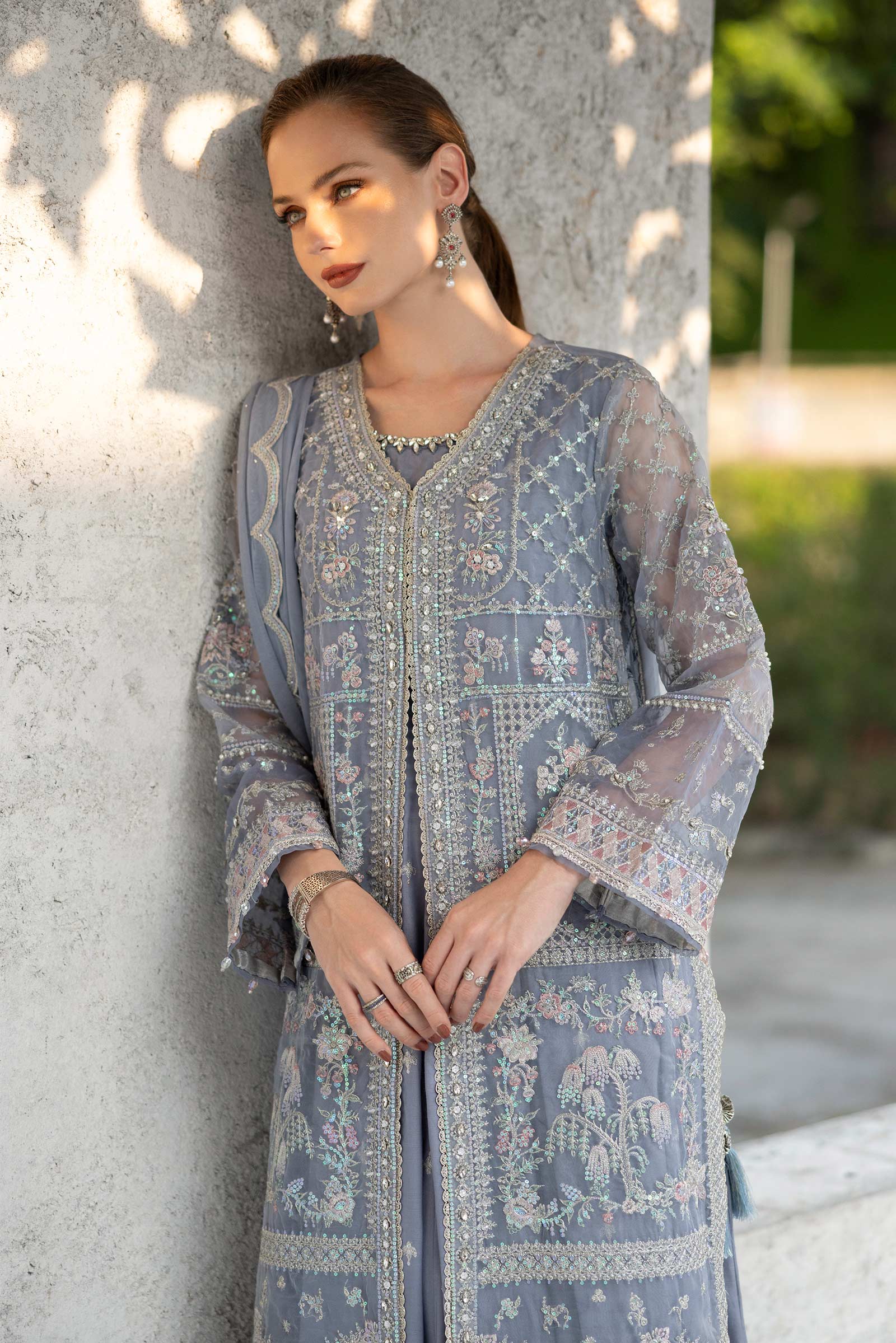 3 Piece Embroidered Organza Suit