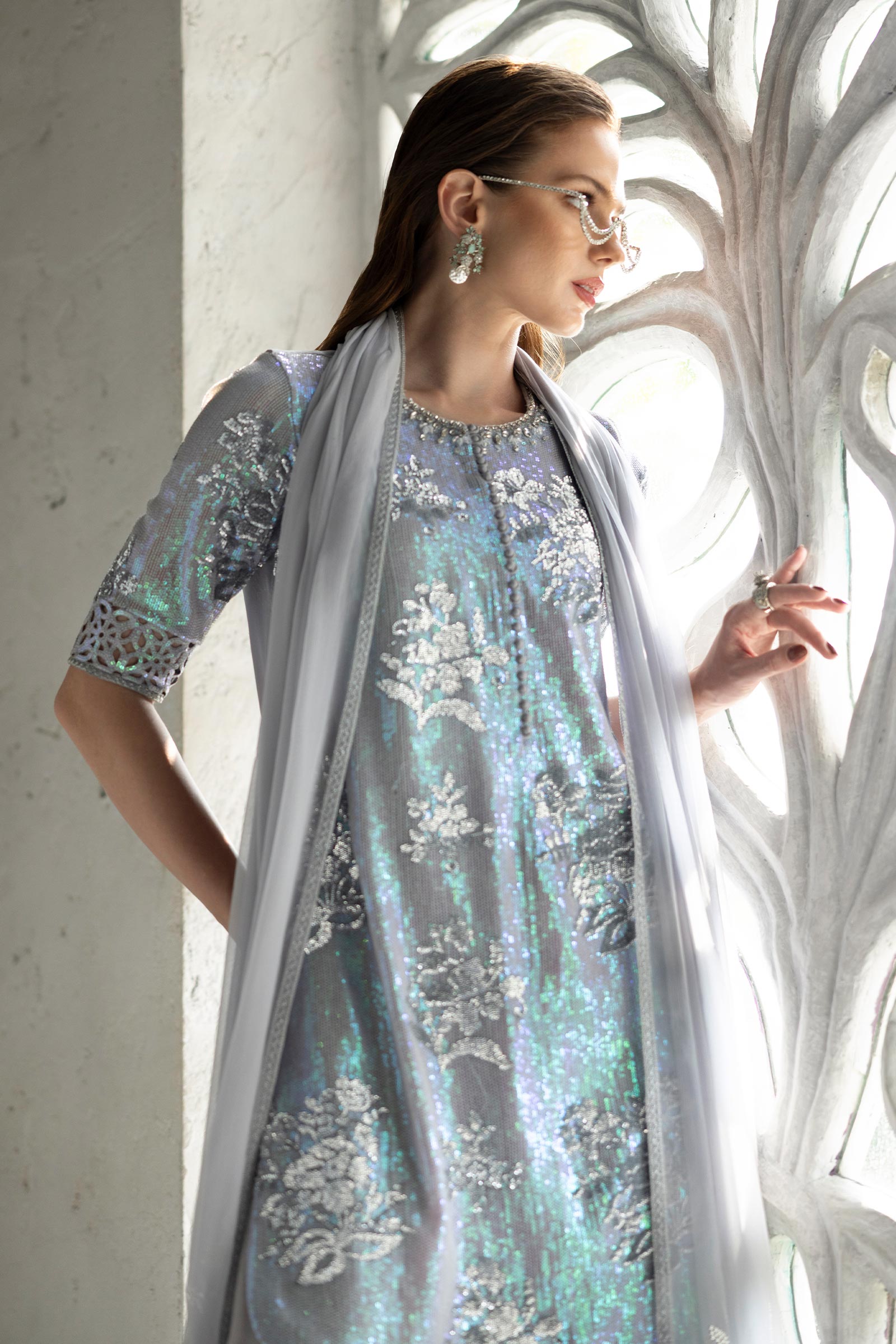 3 Piece Embroidered Chiffon Suit
