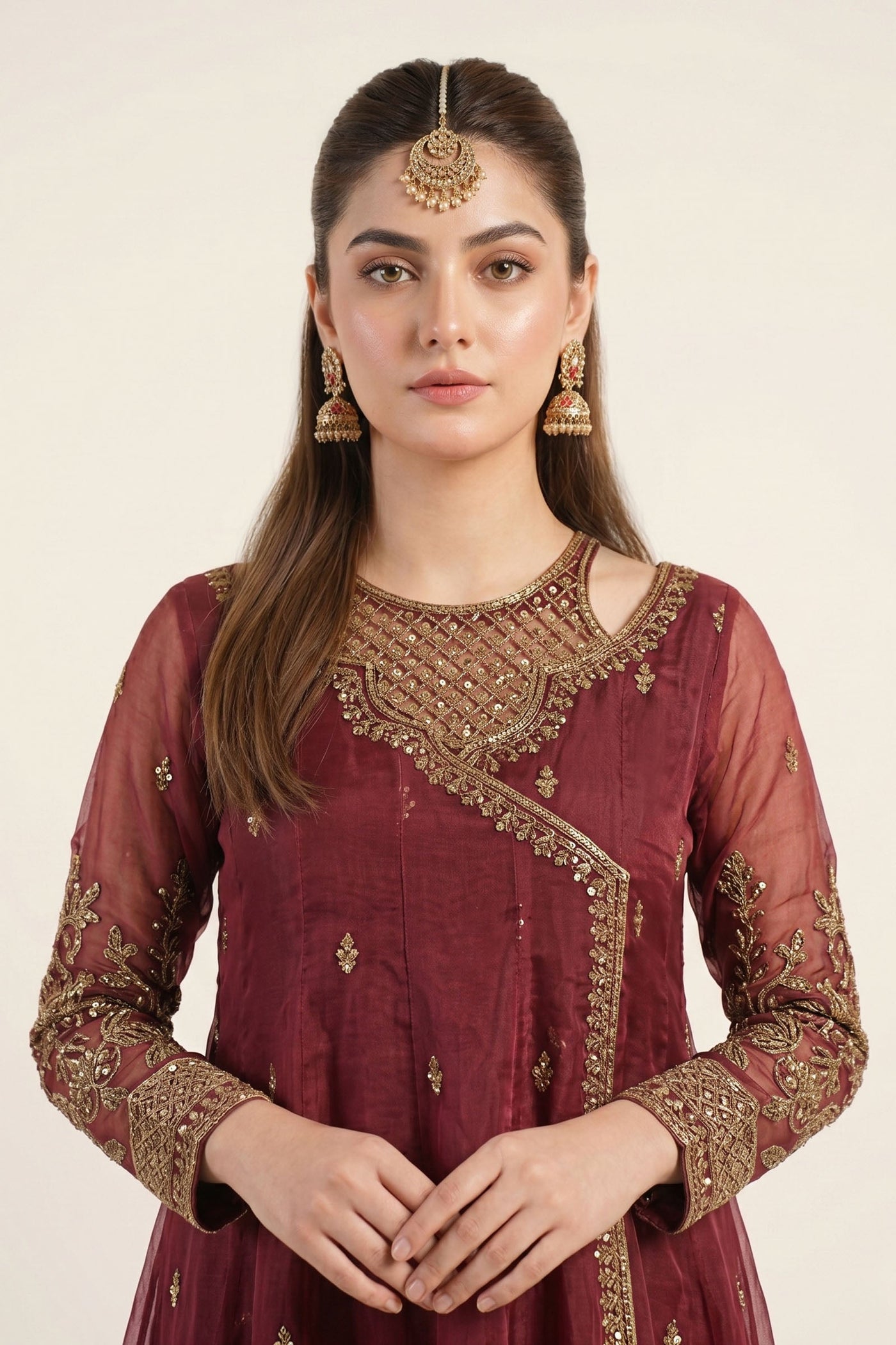 3 Piece Embroidered Organza Suit