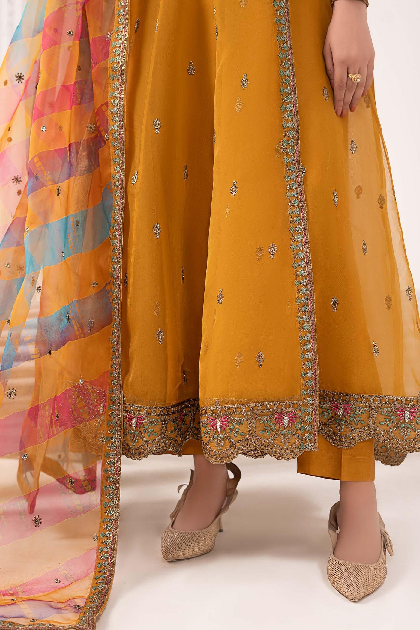 3 Piece Embroidered Organza Suit