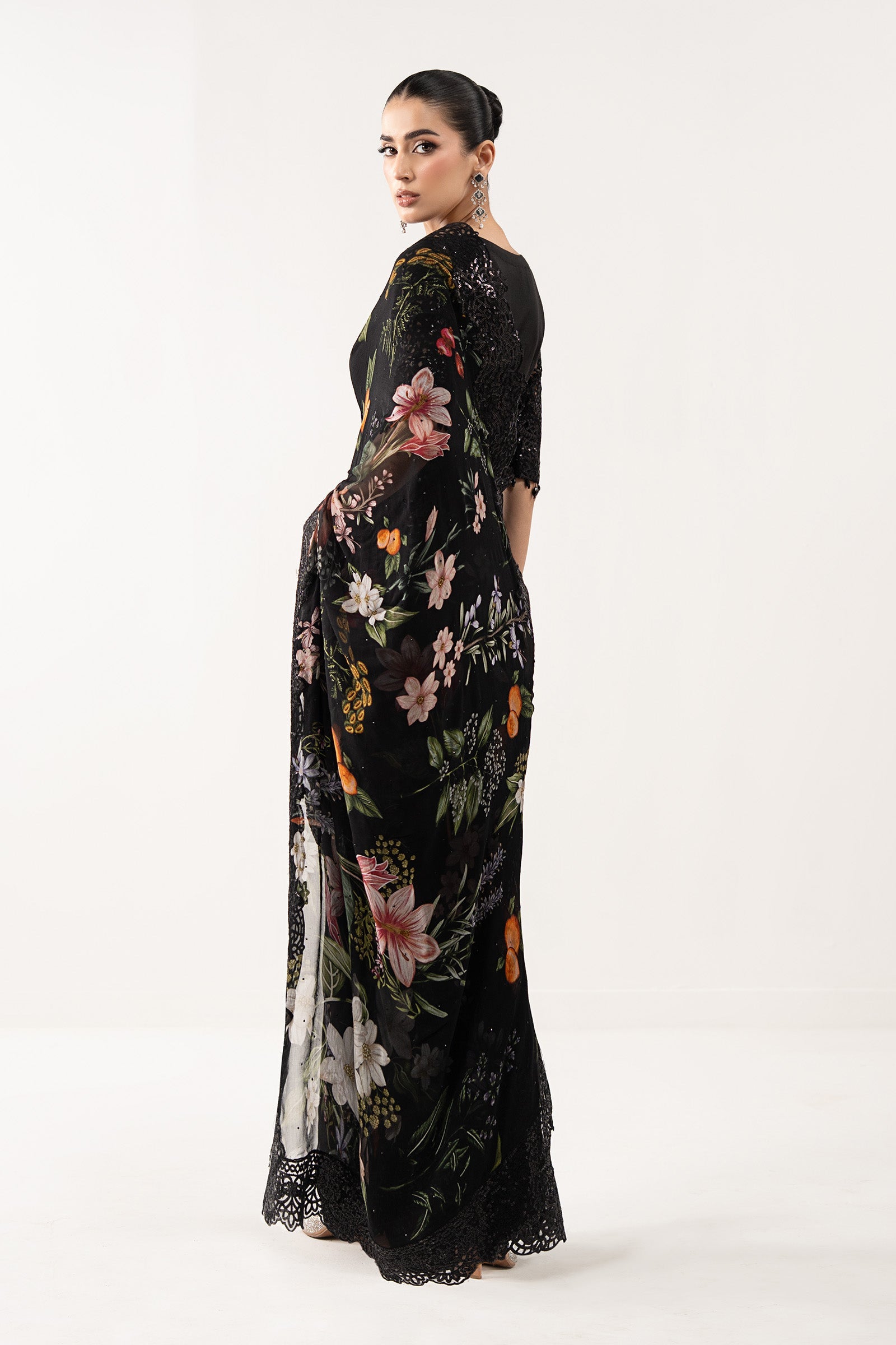 Embroidered Chiffon Saree