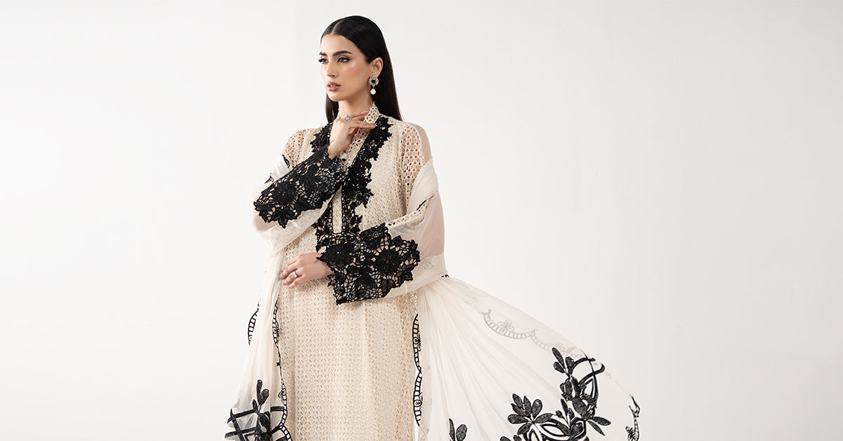 3 Piece Embroidered Chiffon Suit