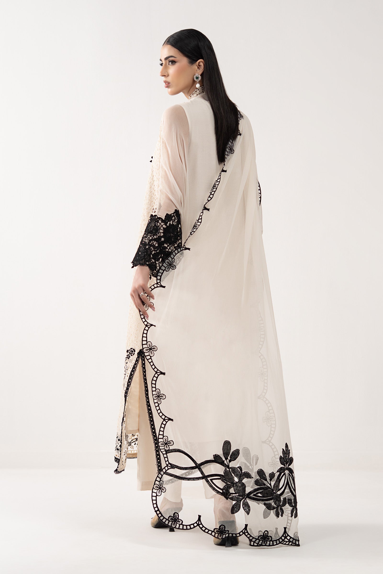 3 Piece Embroidered Chiffon Suit