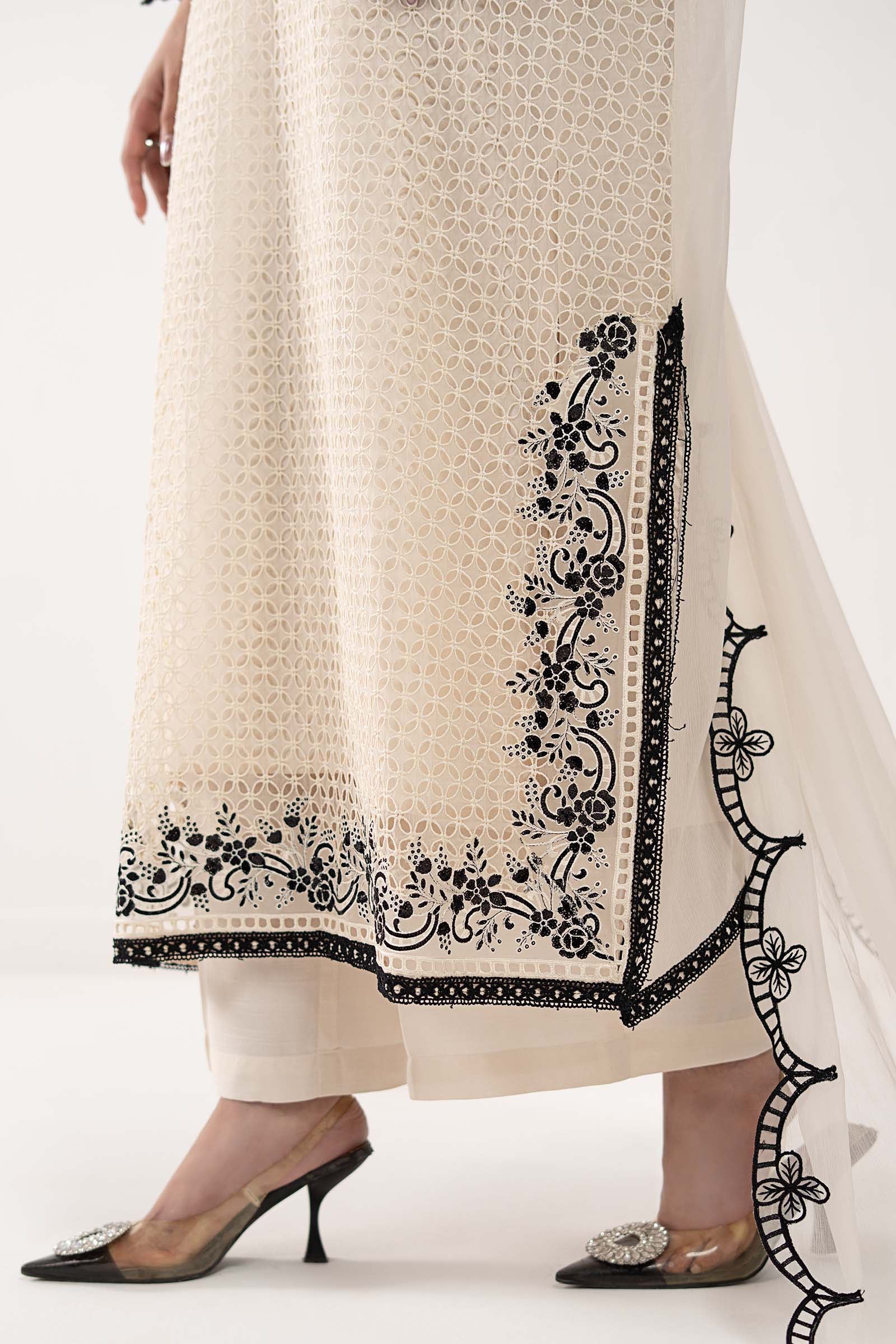 3 Piece Embroidered Chiffon Suit