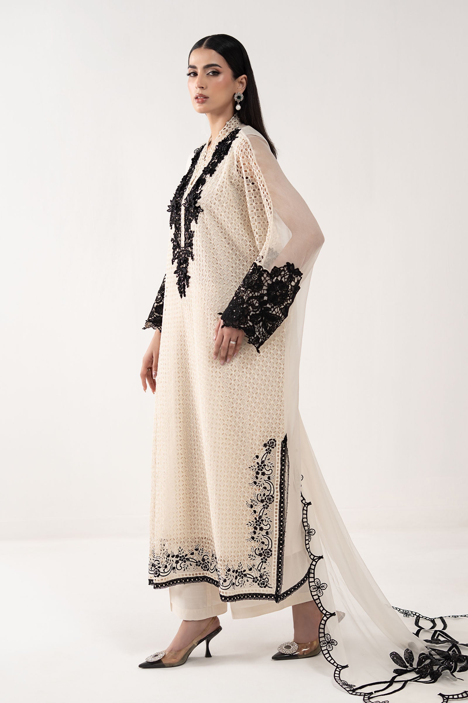 3 Piece Embroidered Chiffon Suit