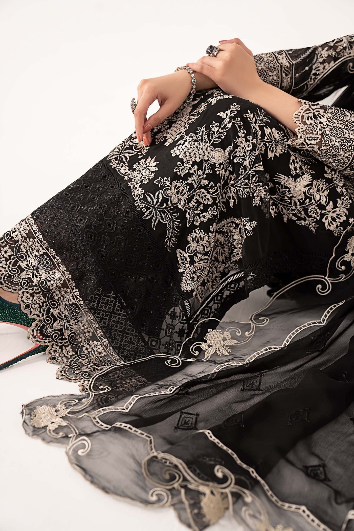 3 Piece Embroidered Chiffon Suit