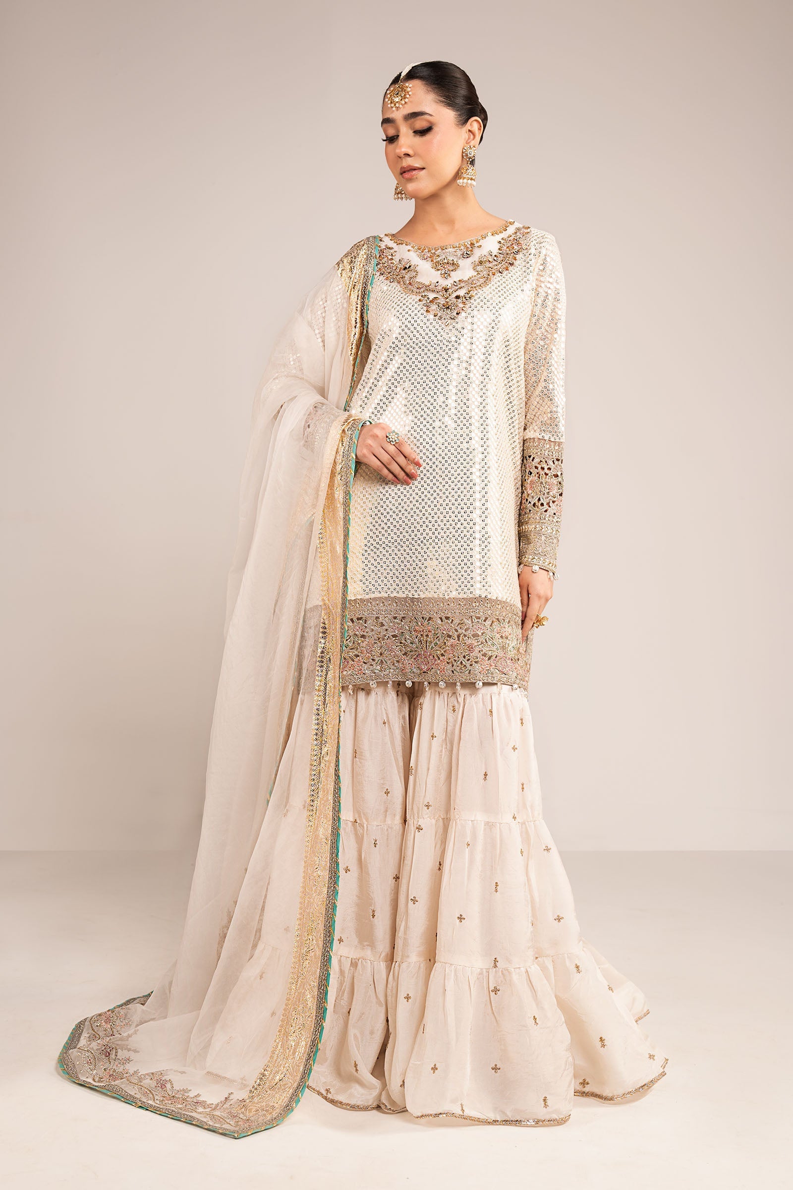 3 Piece Embroidered Chiffon Suit