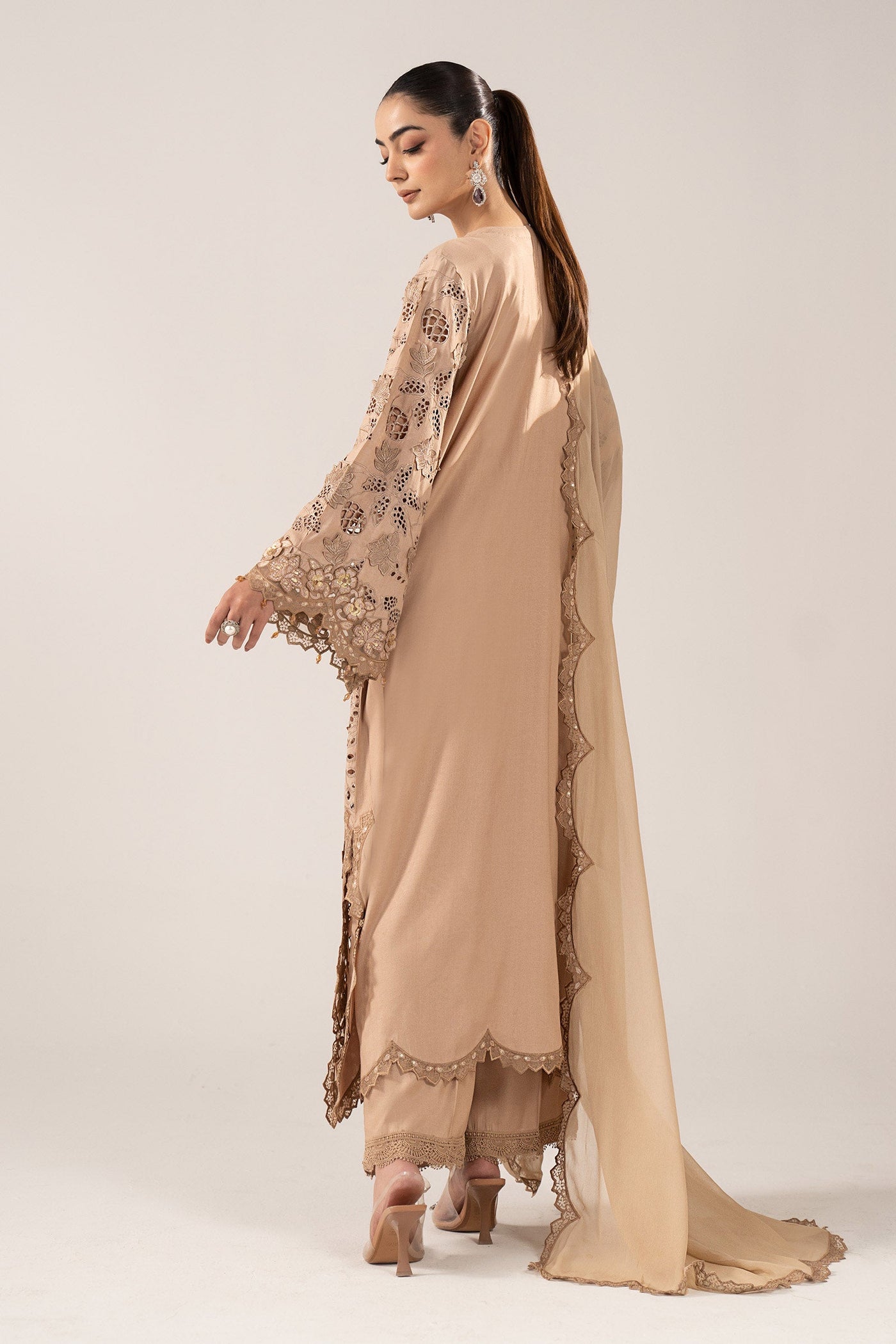 3 Piece Embroidered Raw Silk Suit