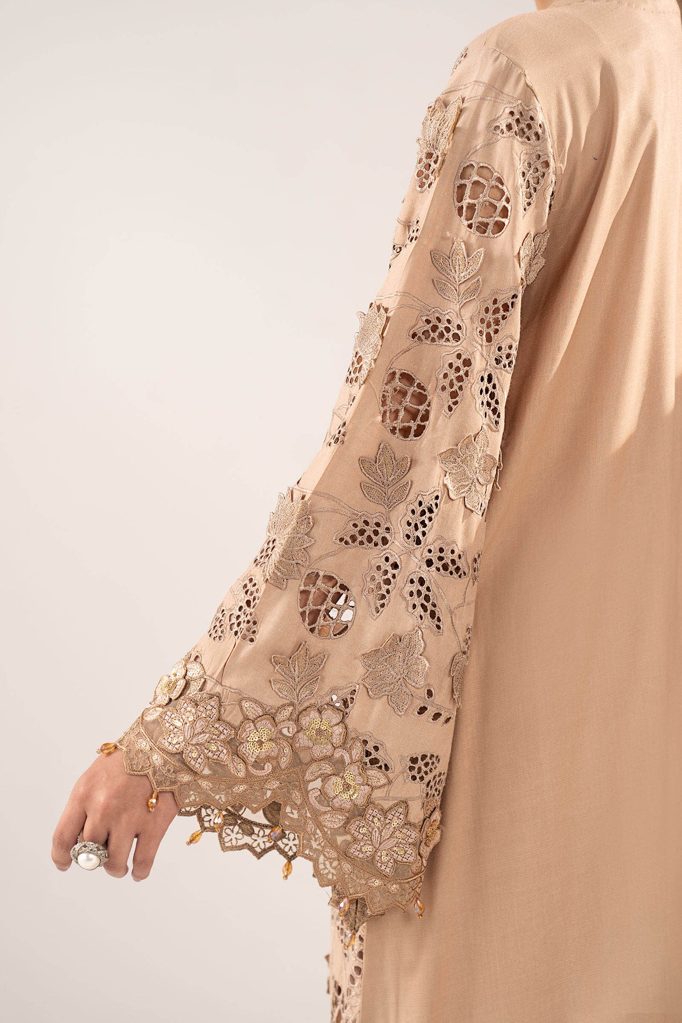 3 Piece Embroidered Raw Silk Suit