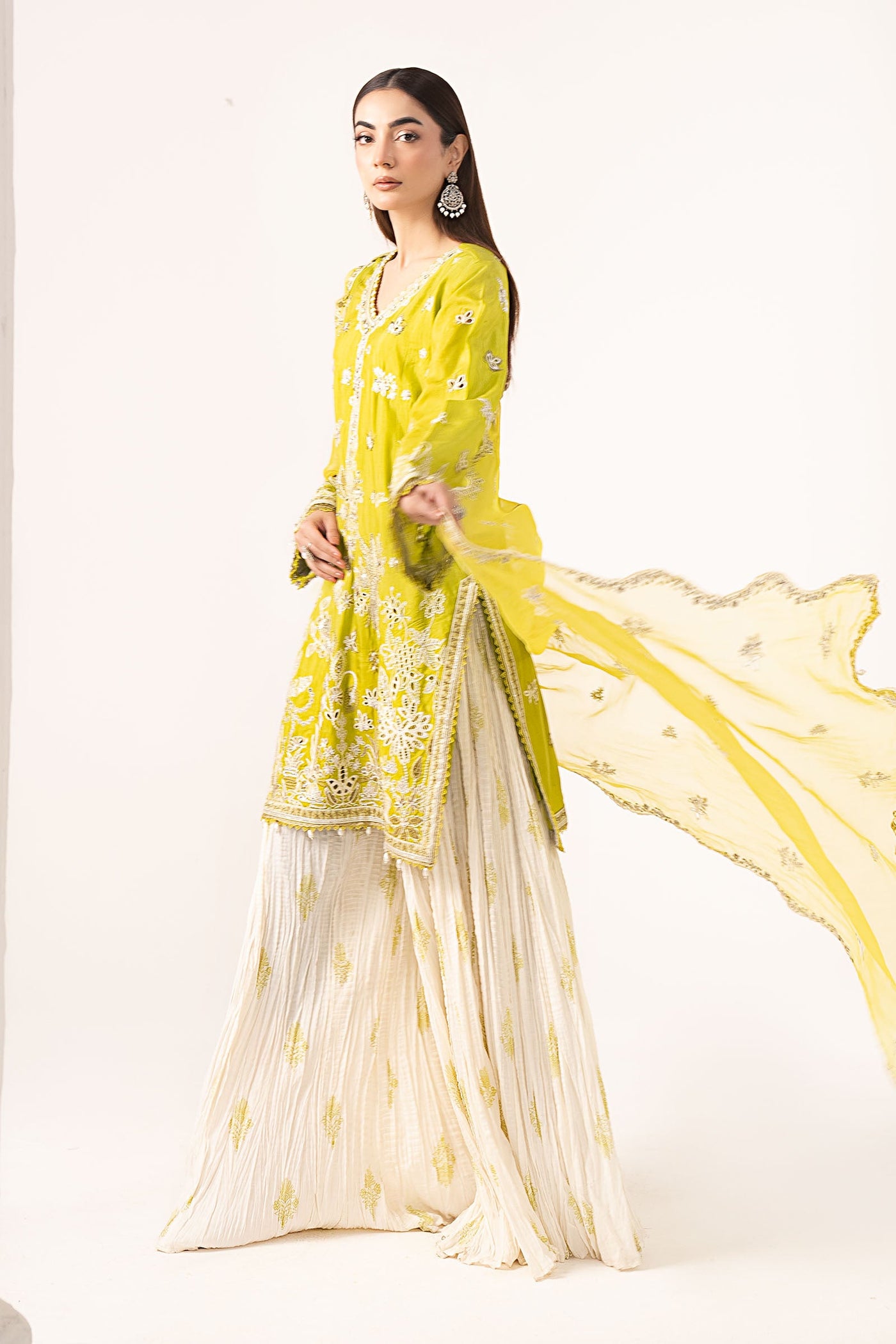 3 Piece Embroidered Raw Silk Suit