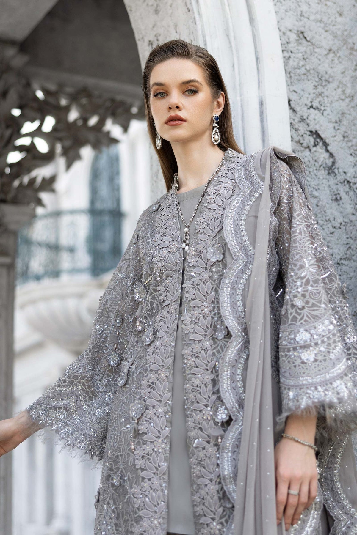 3 Piece Embroidered Organza Suit