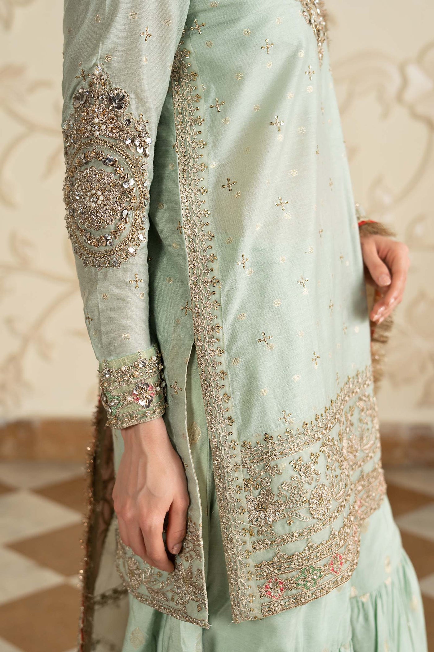 3 Piece Embroidered Cotton Lurex Suit