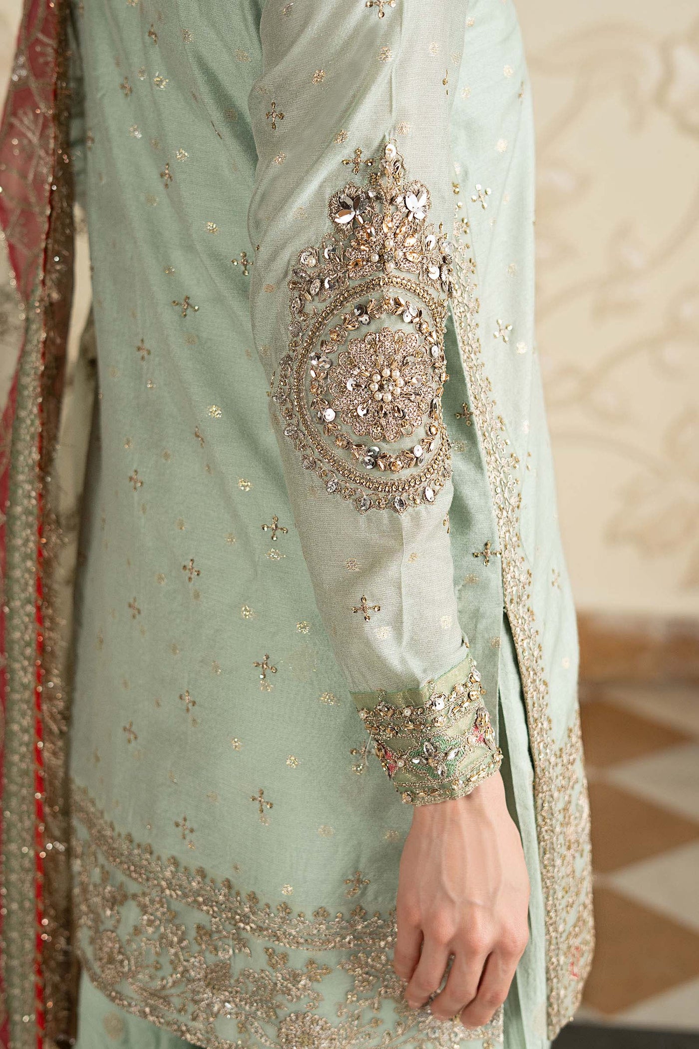 3 Piece Embroidered Cotton Lurex Suit