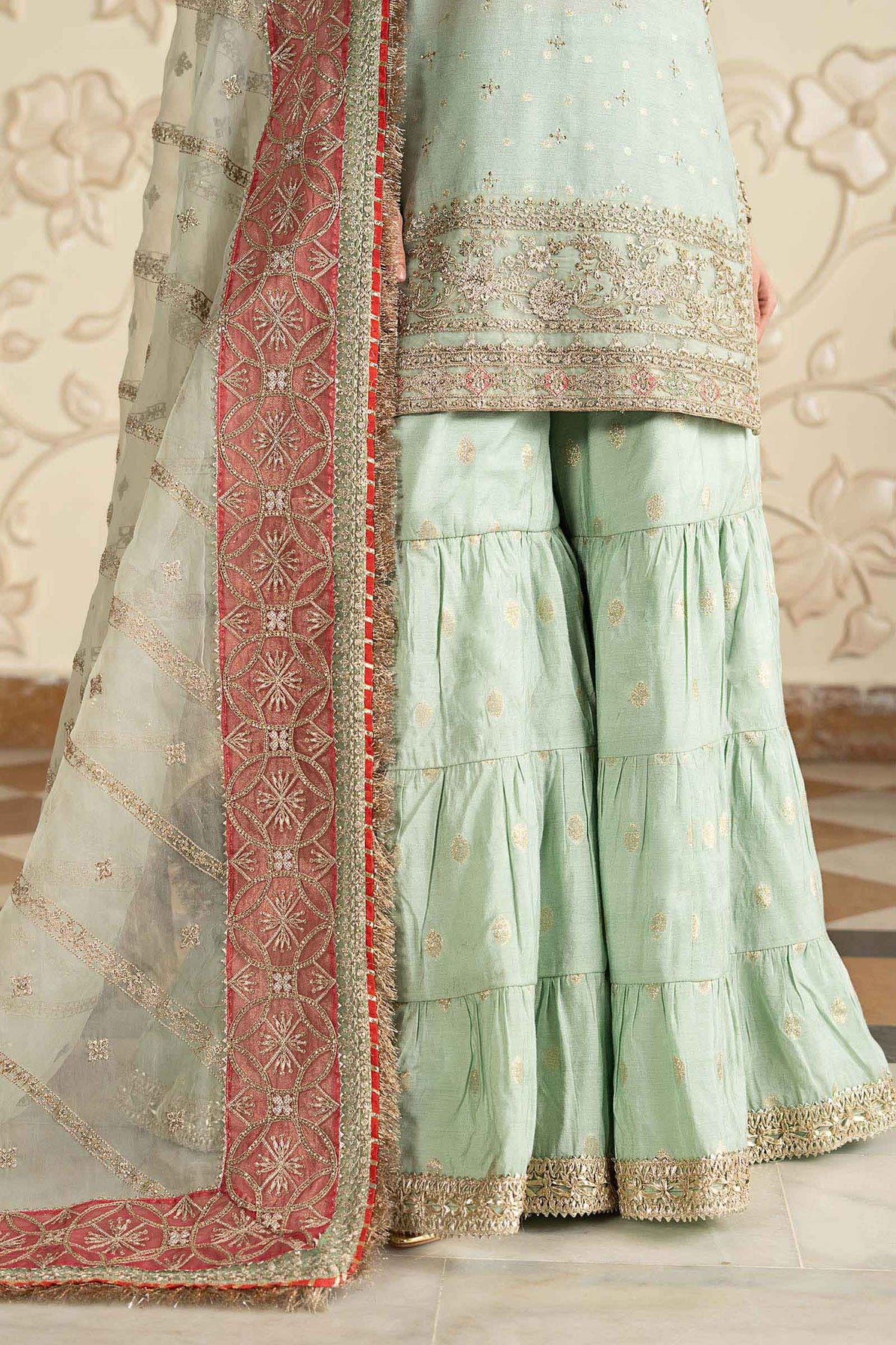 3 Piece Embroidered Cotton Lurex Suit
