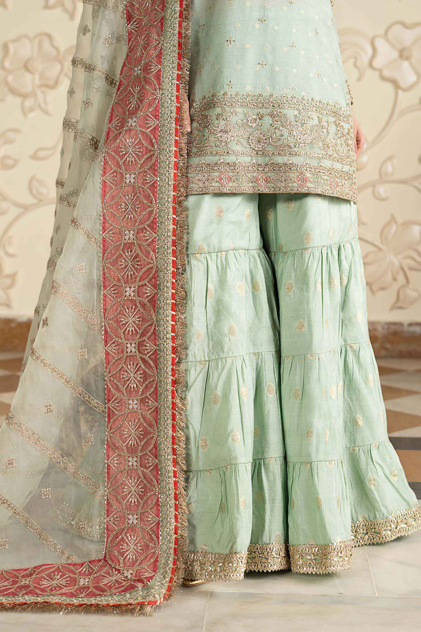 3 Piece Embroidered Cotton Lurex Suit