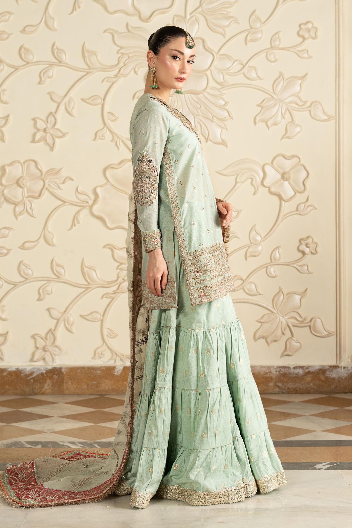 3 Piece Embroidered Cotton Lurex Suit