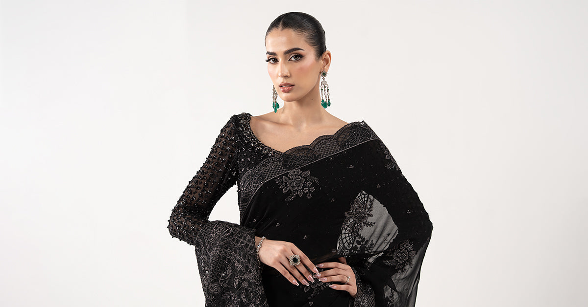 Embroidered Chiffon Saree