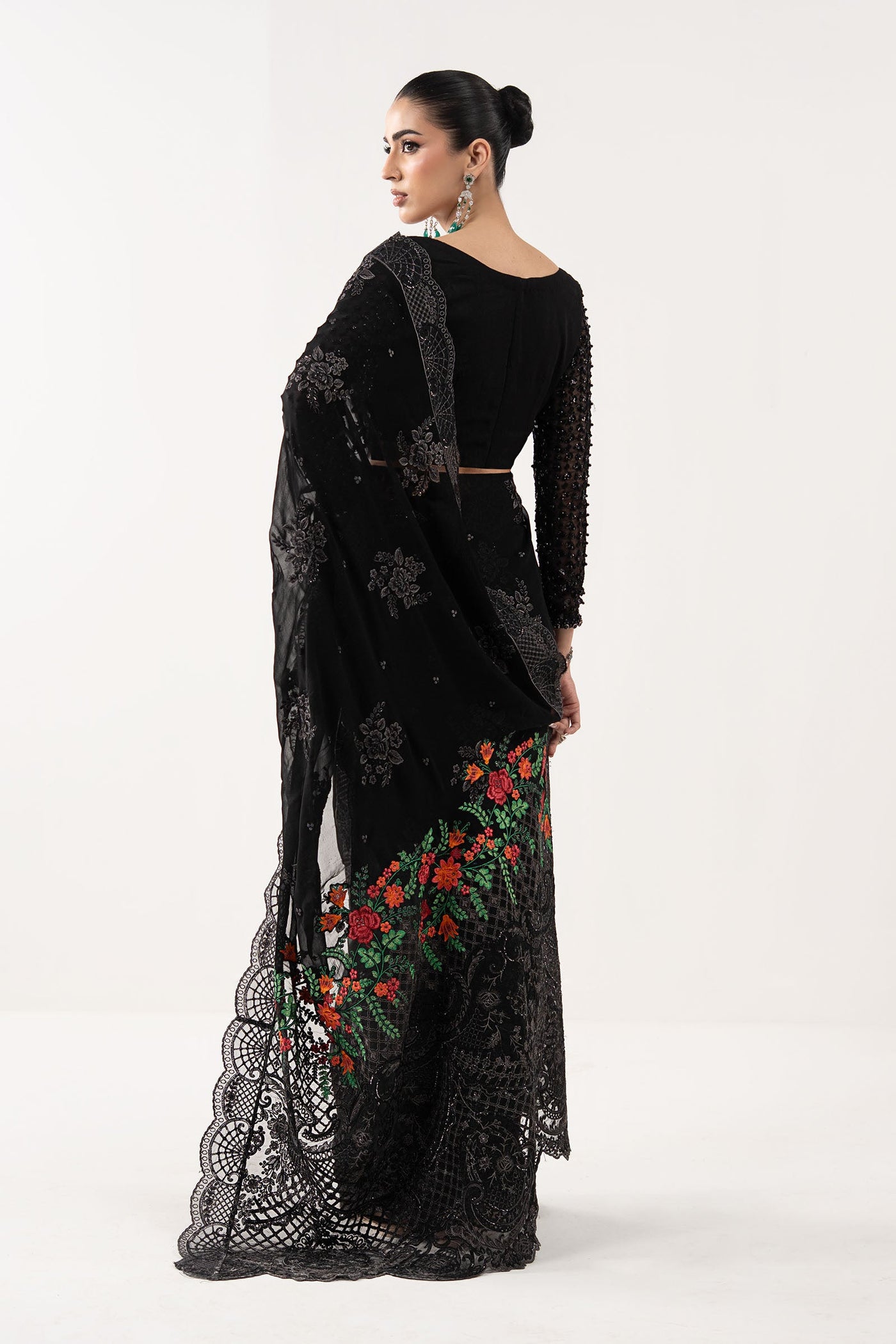 Embroidered Chiffon Saree
