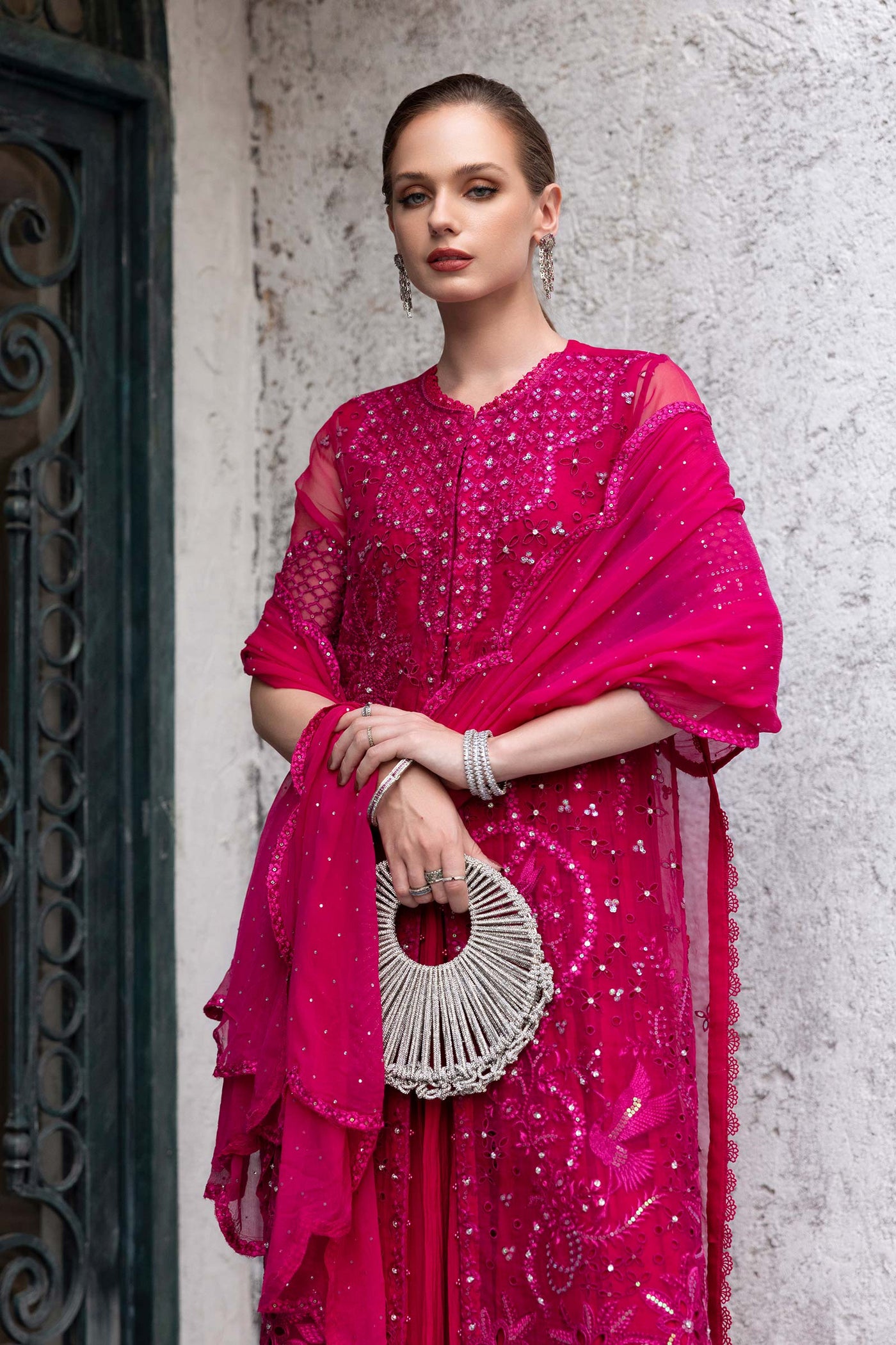 3 Piece Embroidered Organza Suit