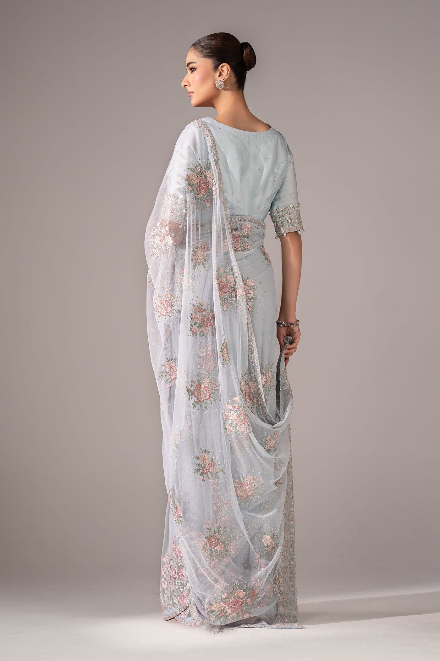 Embroidered Chiffon Saree
