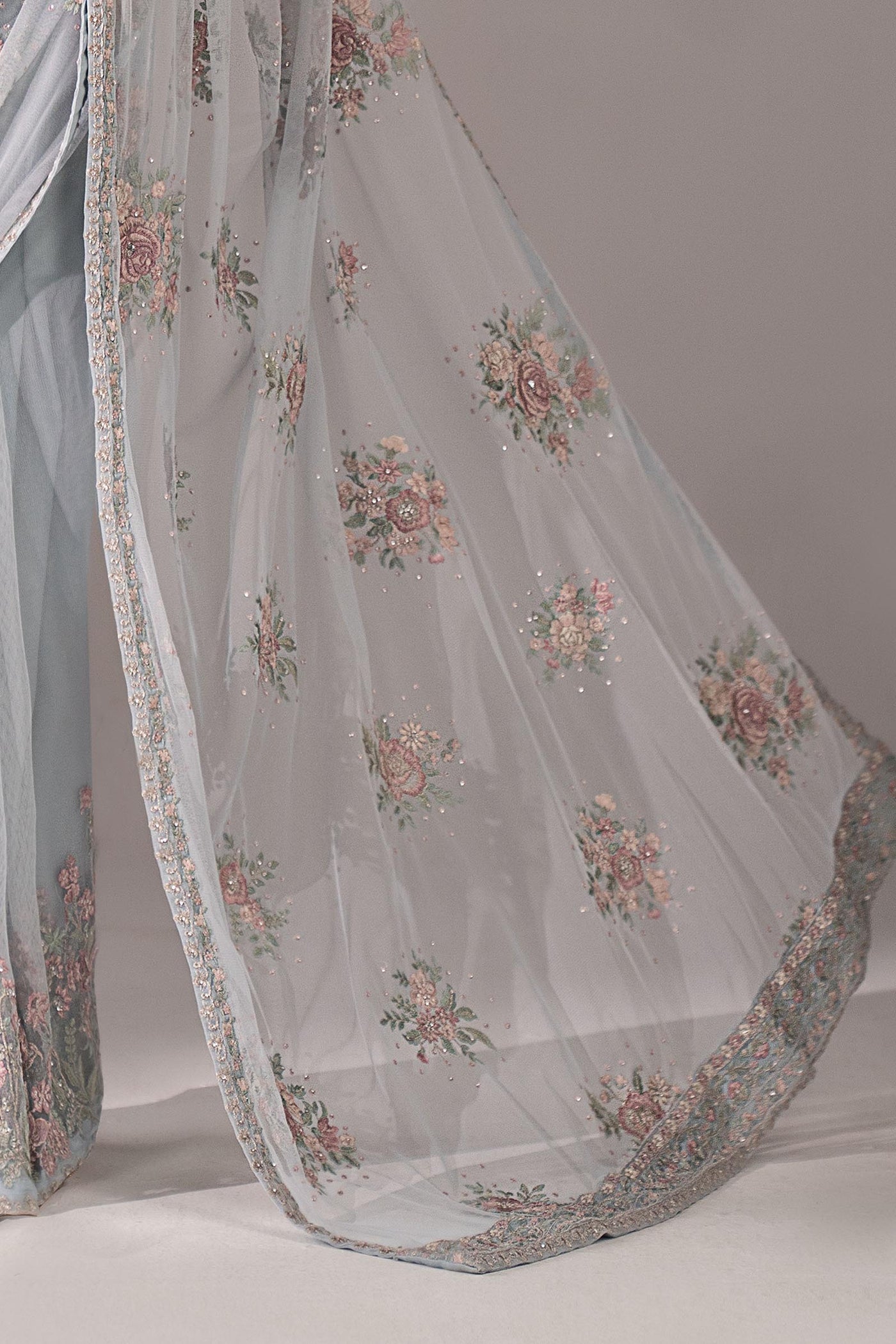 Embroidered Chiffon Saree
