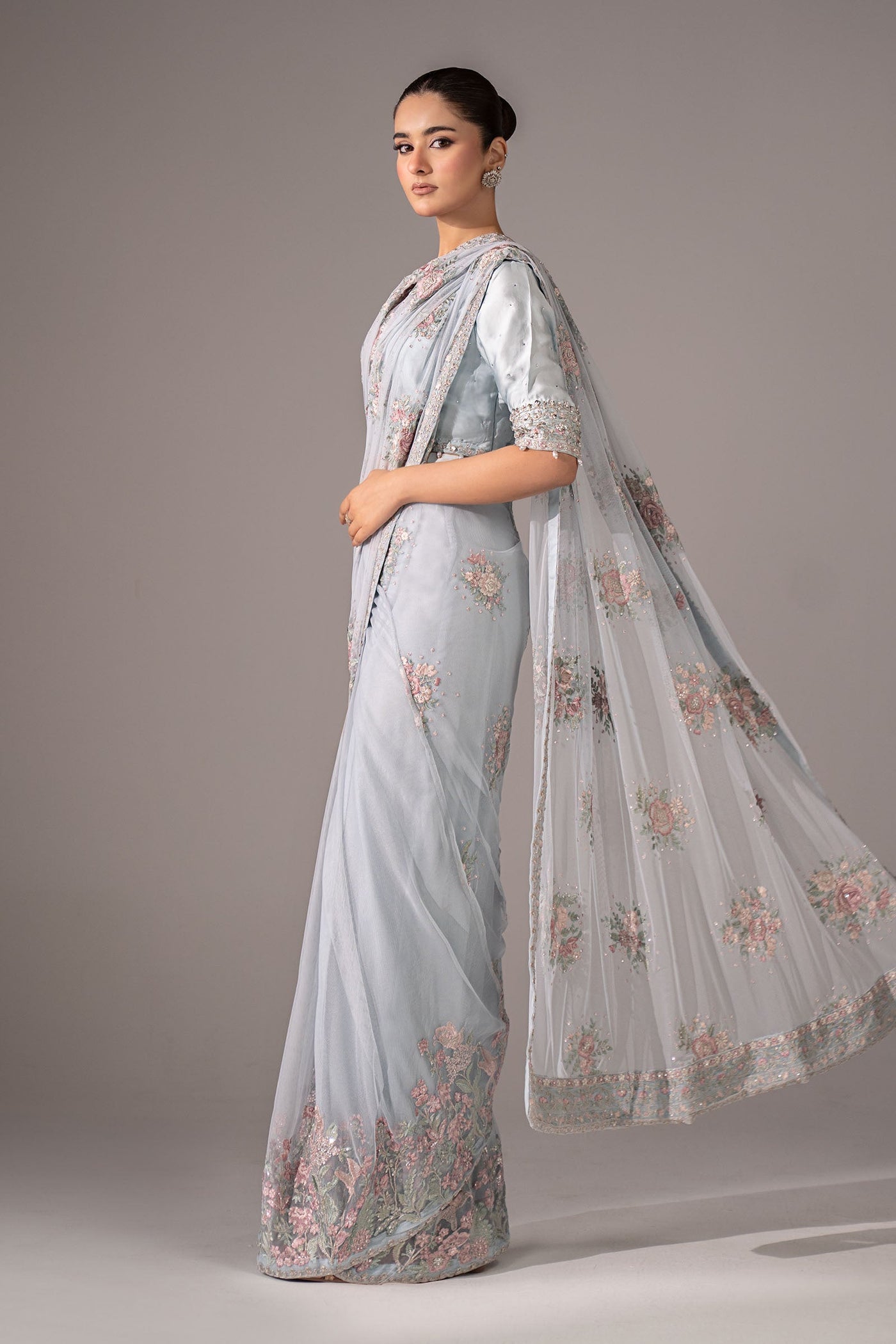 Embroidered Chiffon Saree