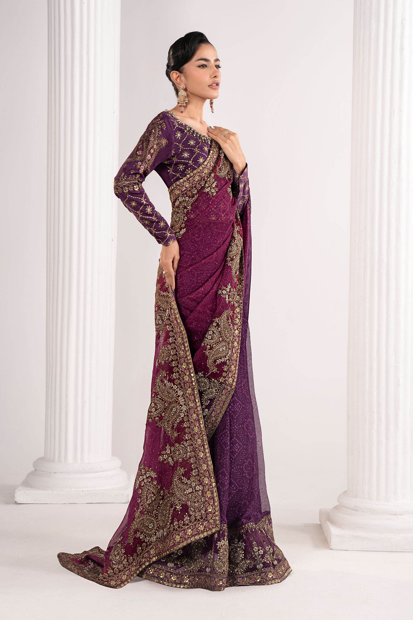 Embroidered Chiffon Saree