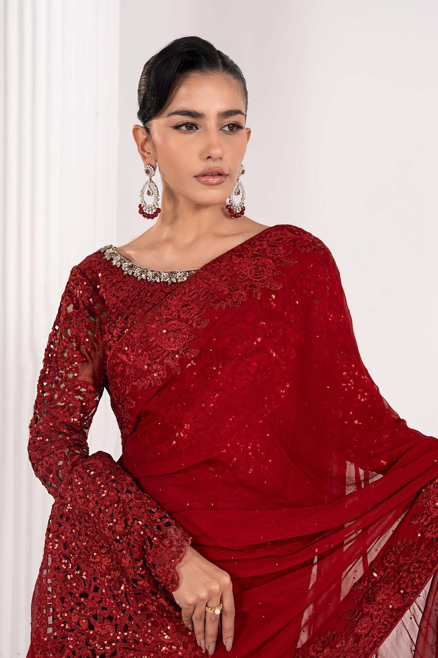 Embroidered Chiffon Saree