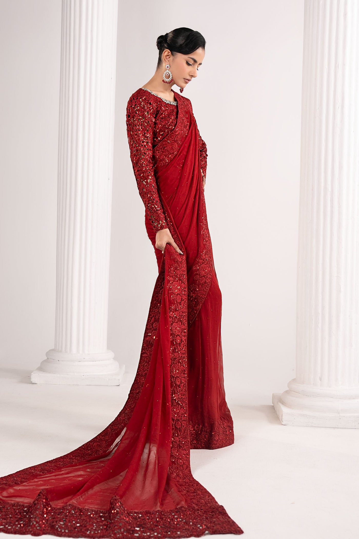 Embroidered Chiffon Saree