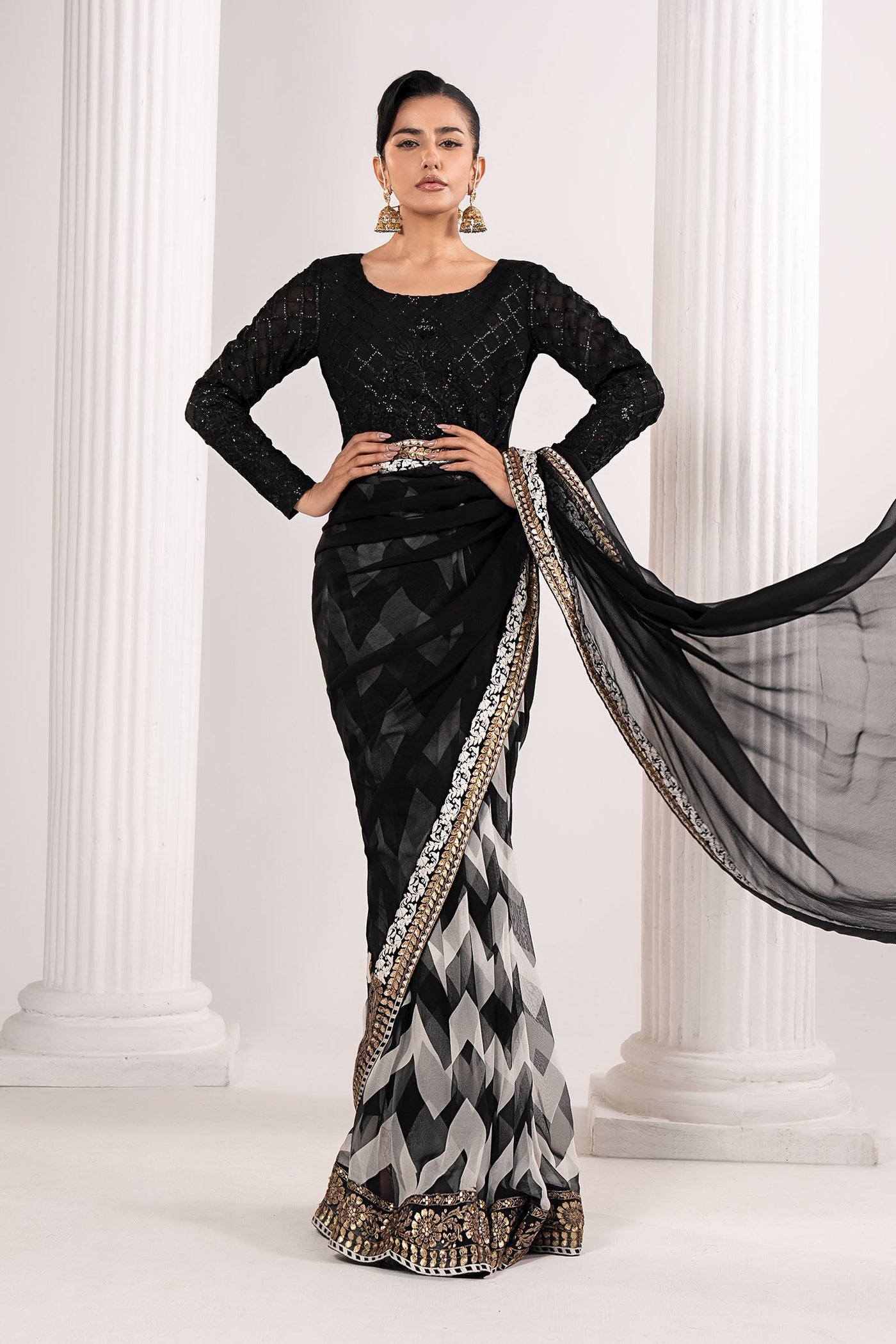 Embroidered Chiffon Saree