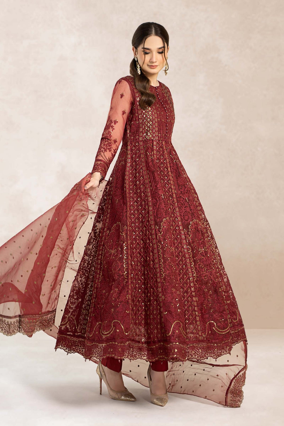 3 Piece Embroidered Frock