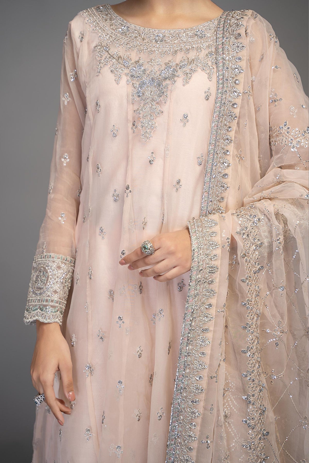 4 Piece Embroidered Frock