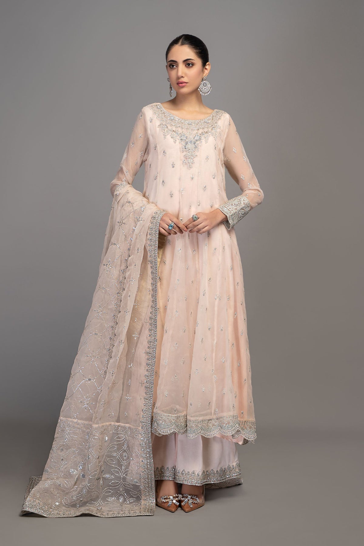 4 Piece Embroidered Frock