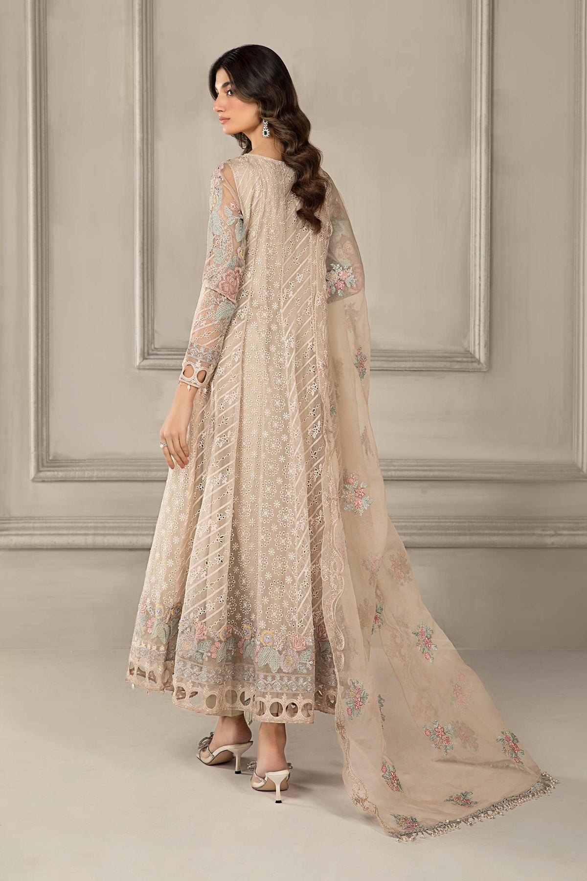 3 Piece Embroidered Organza Suit
