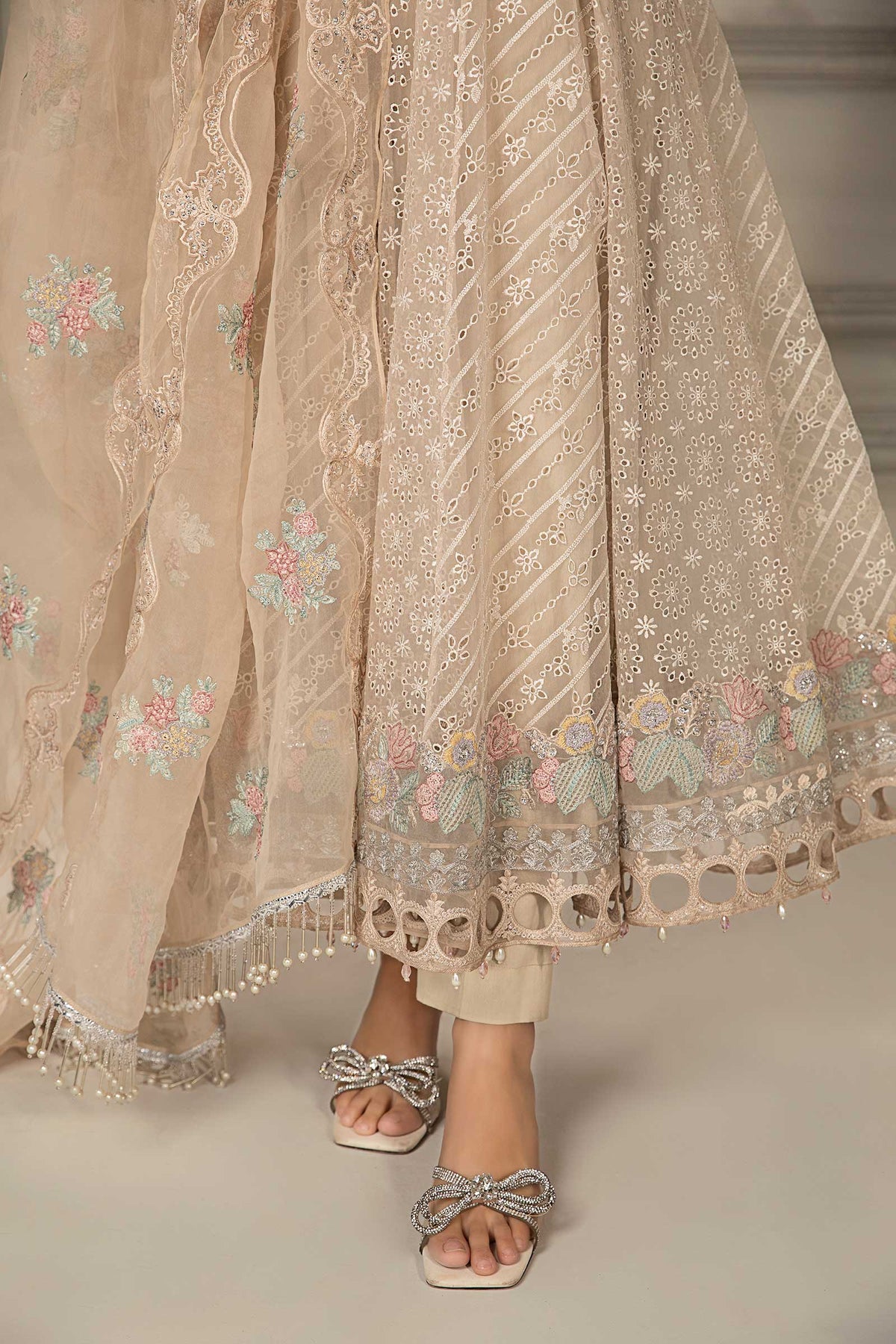 3 Piece Embroidered Organza Suit