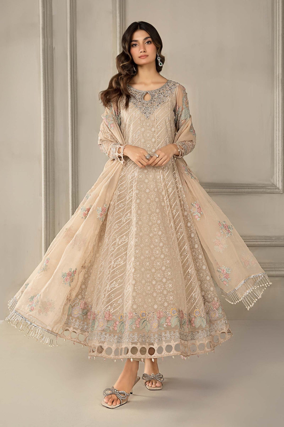 3 Piece Embroidered Organza Suit