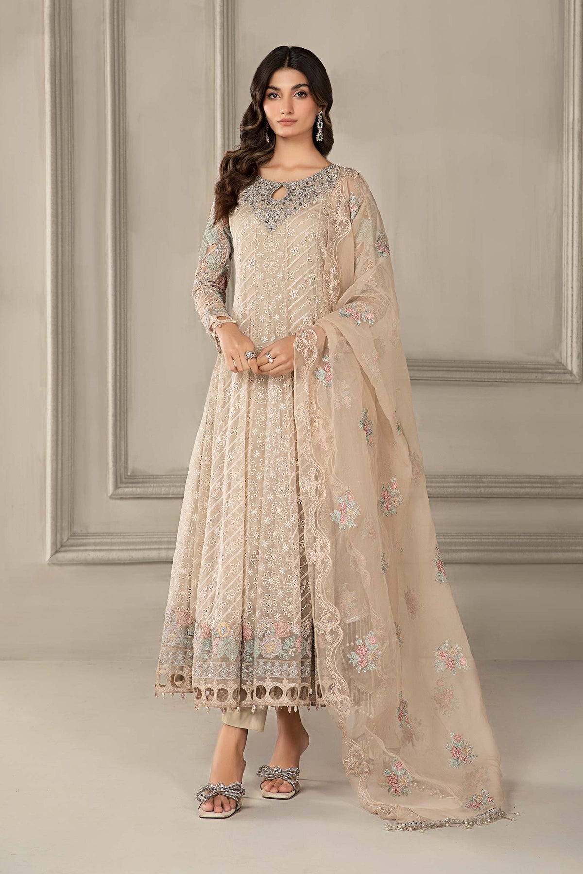 3 Piece Embroidered Organza Suit