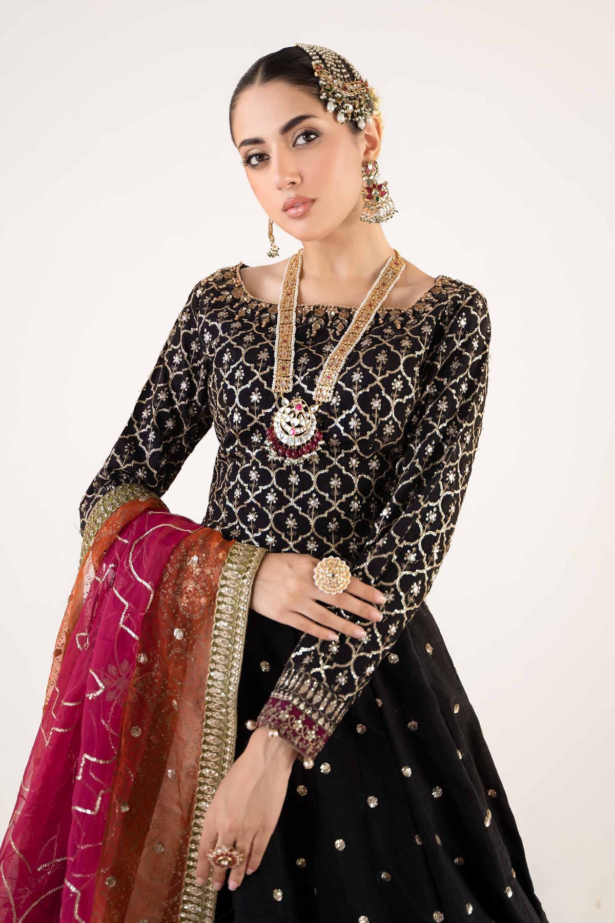 3 Piece Embroidered Raw Silk Suit