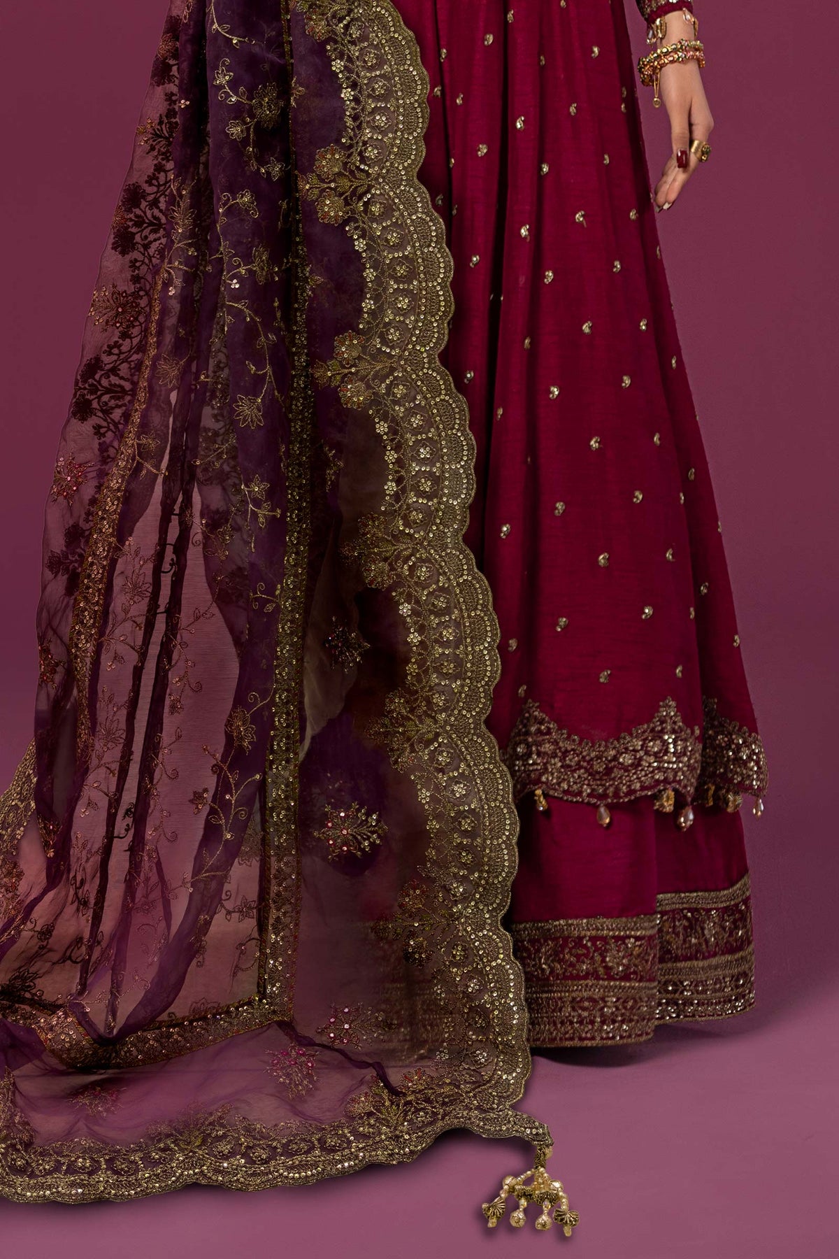 3 Piece Embroidered Raw Silk Suit