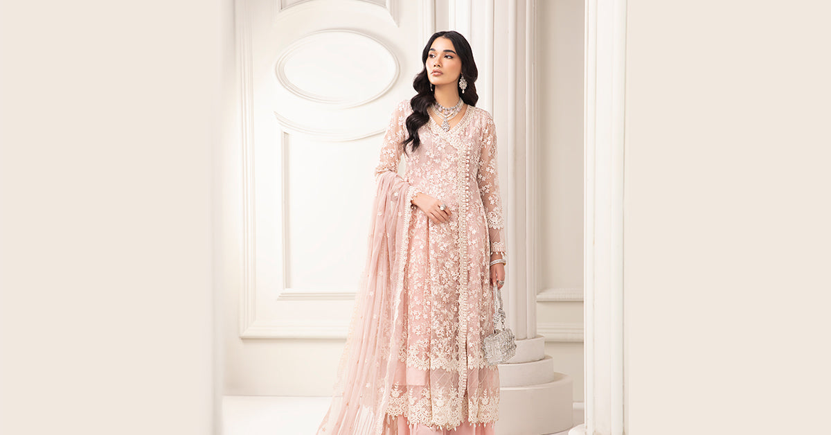 3 Piece Embroidered Organza Suit