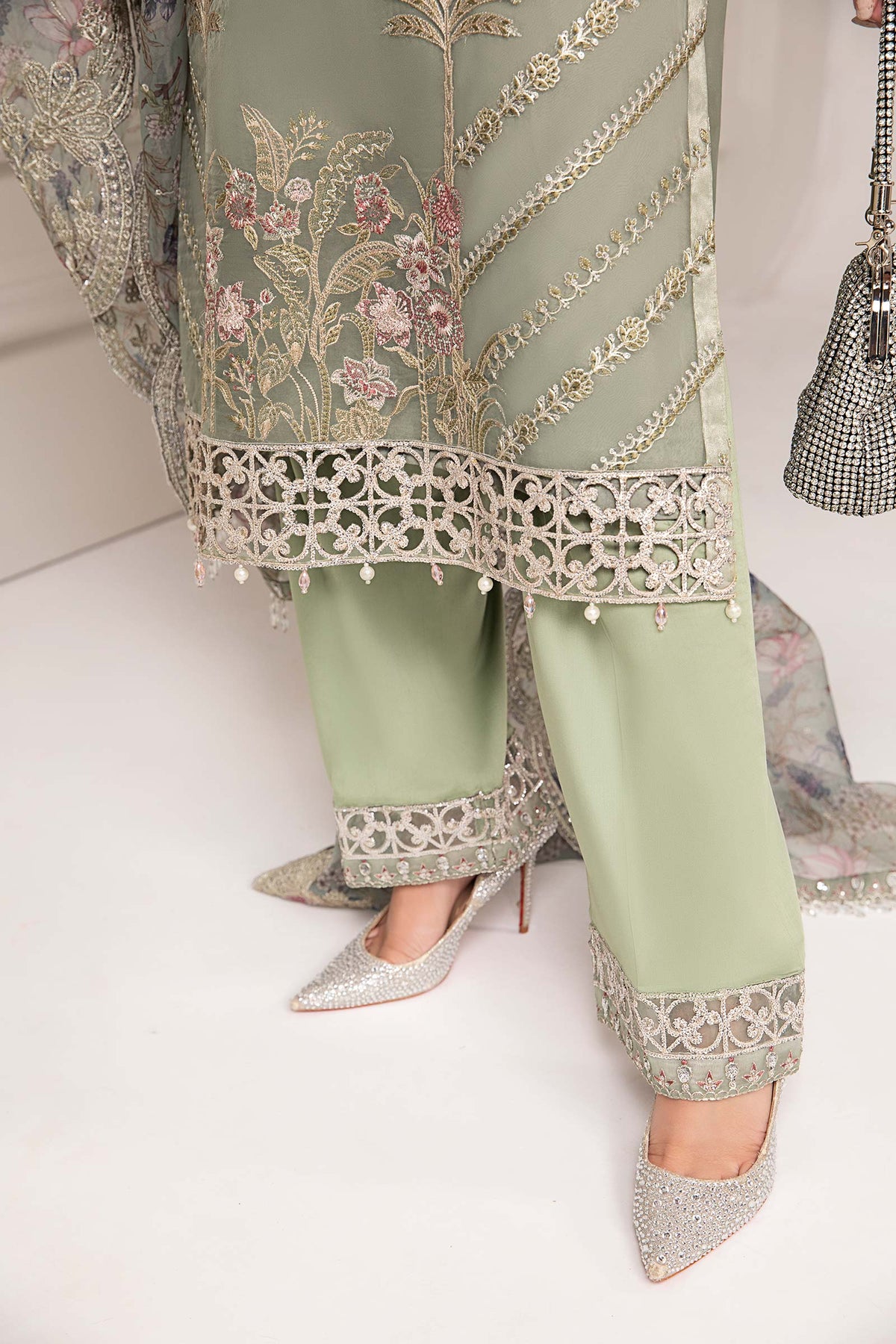 3 Piece Embroidered Organza Suit