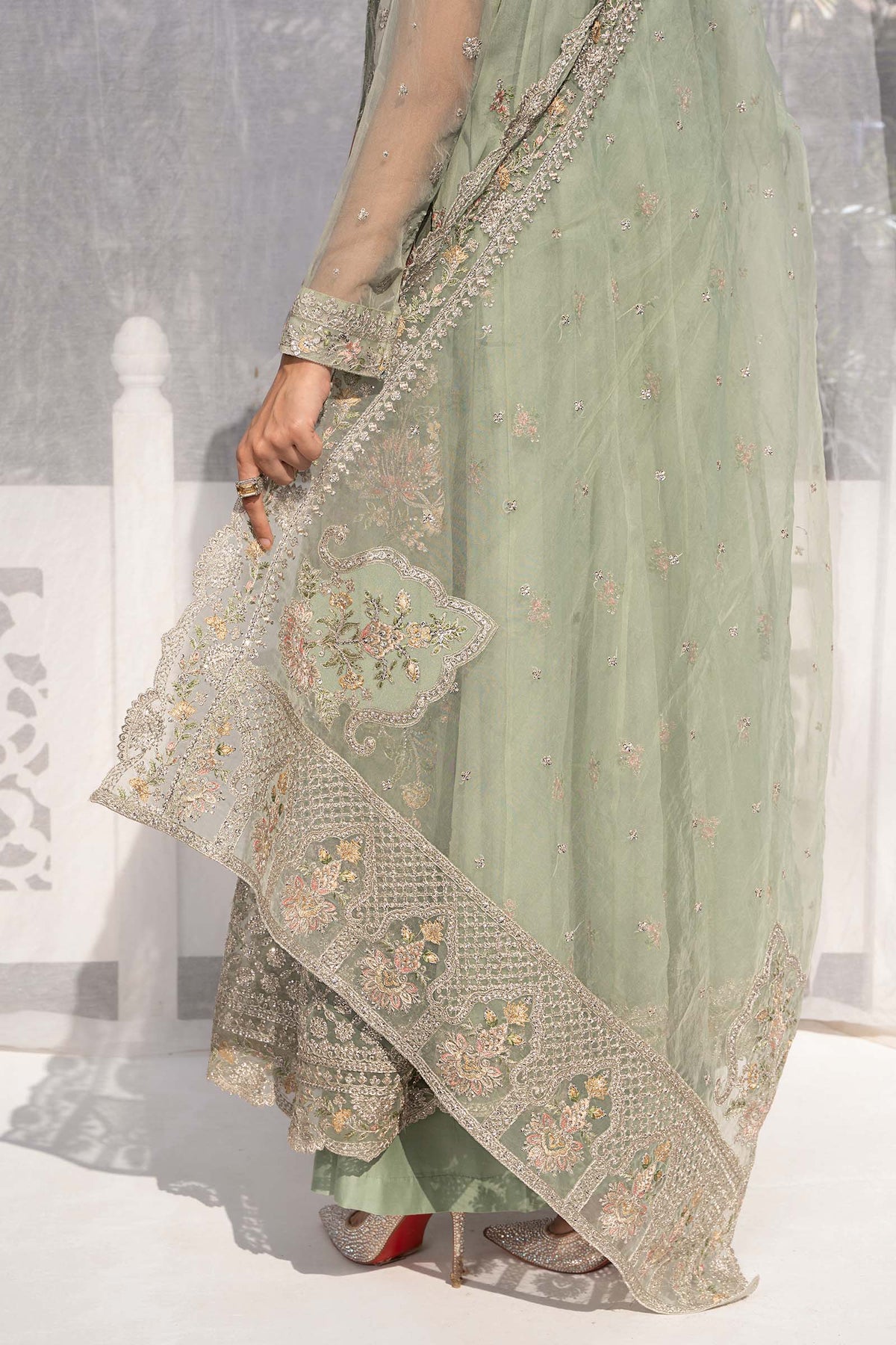 3 Piece Embroidered Organza Suit