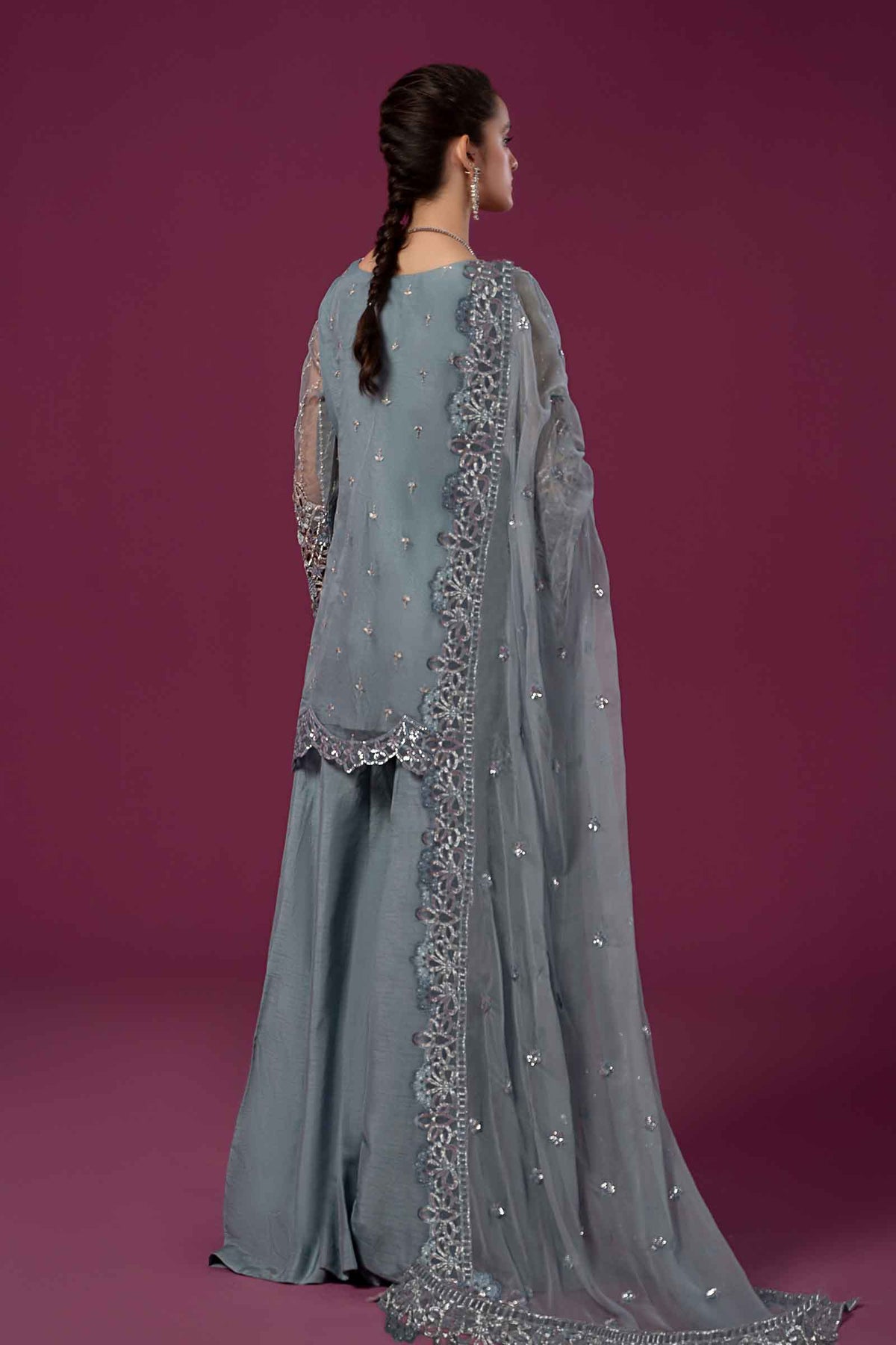 3 Piece Embroidered Organza Suit
