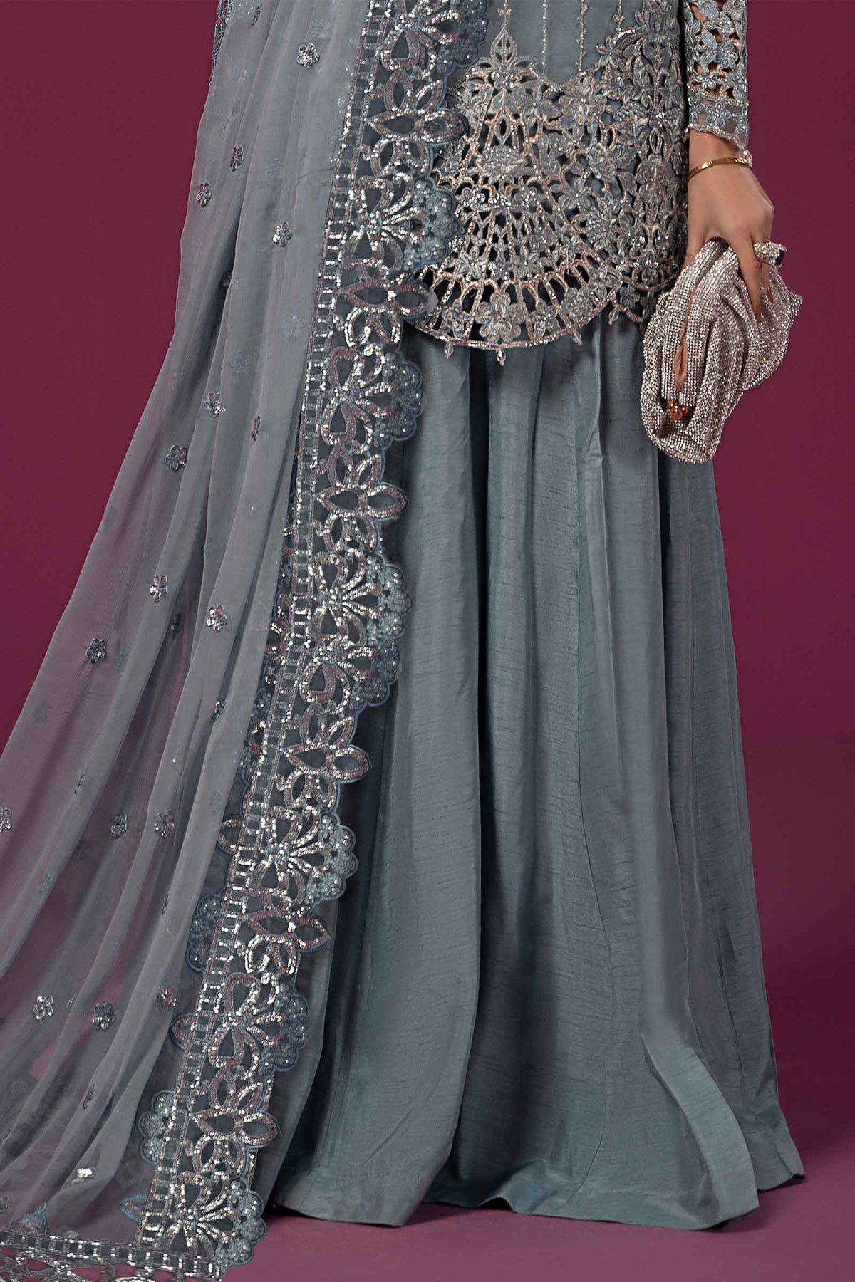 3 Piece Embroidered Organza Suit