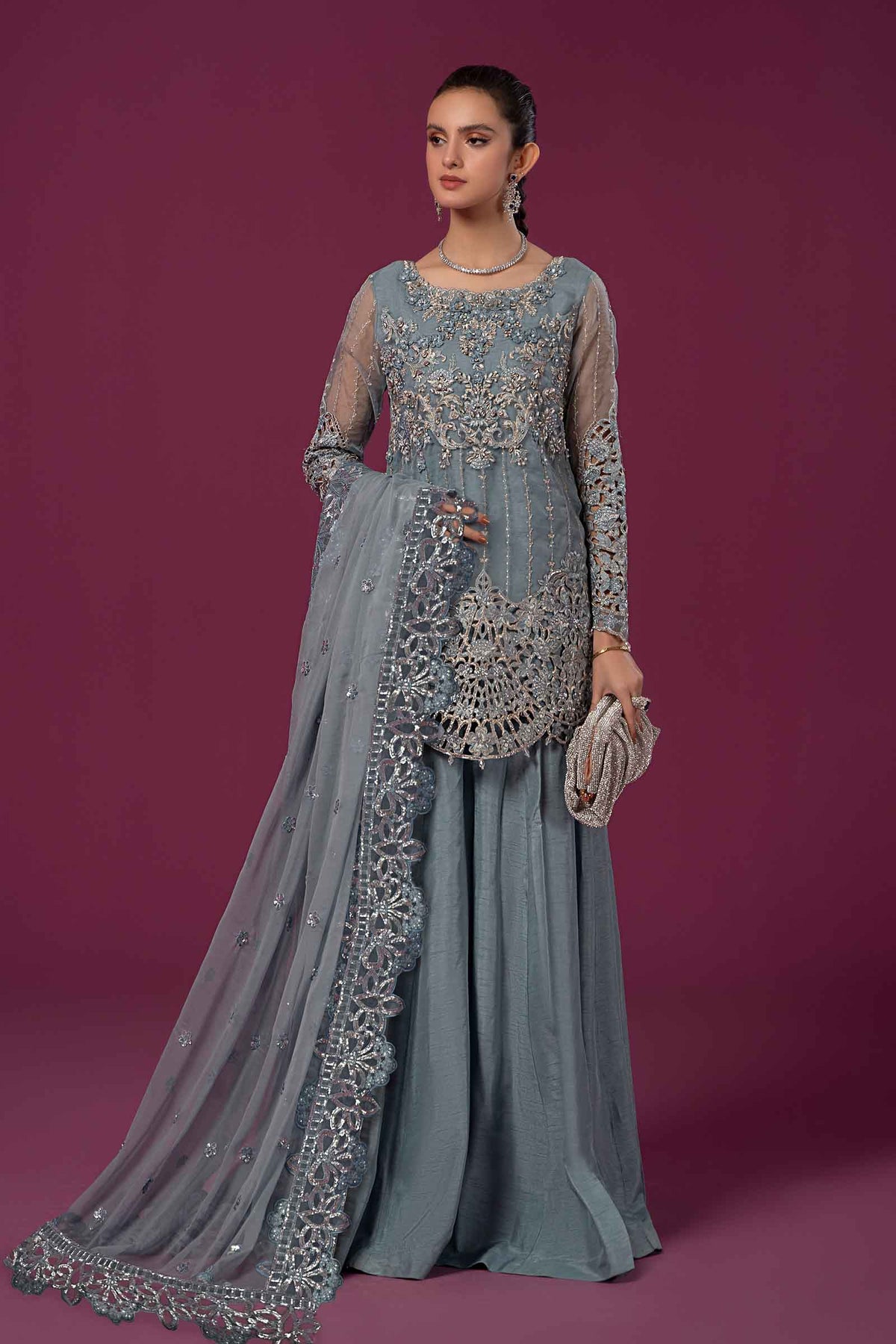 3 Piece Embroidered Organza Suit