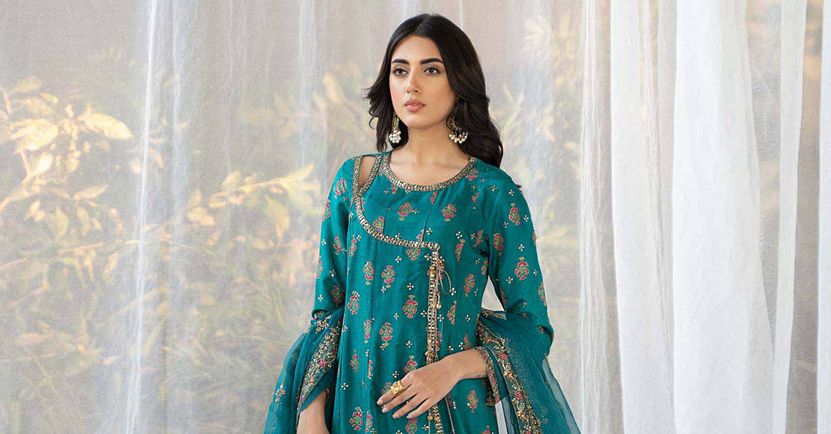 3 Piece Printed Raw Silk Suit