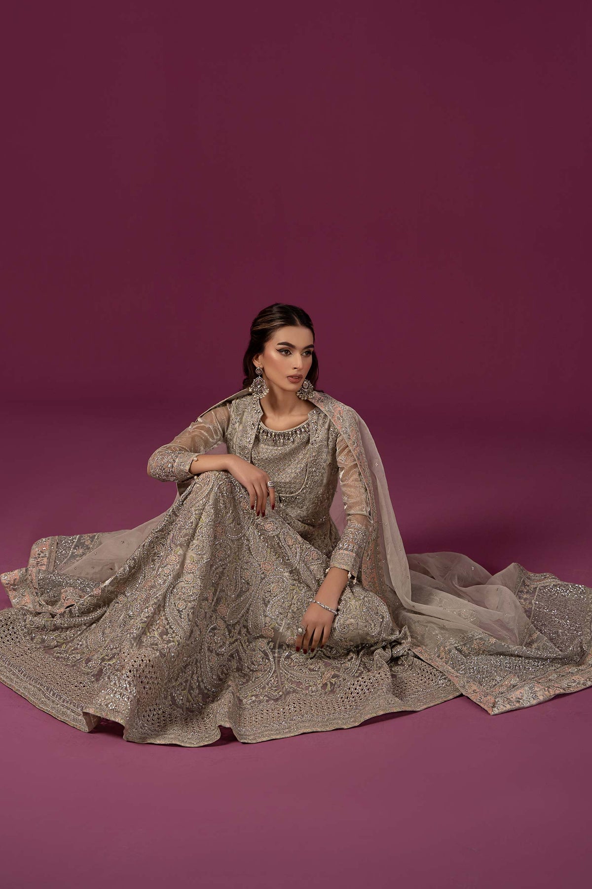 3 Piece Embroidered Net Suit