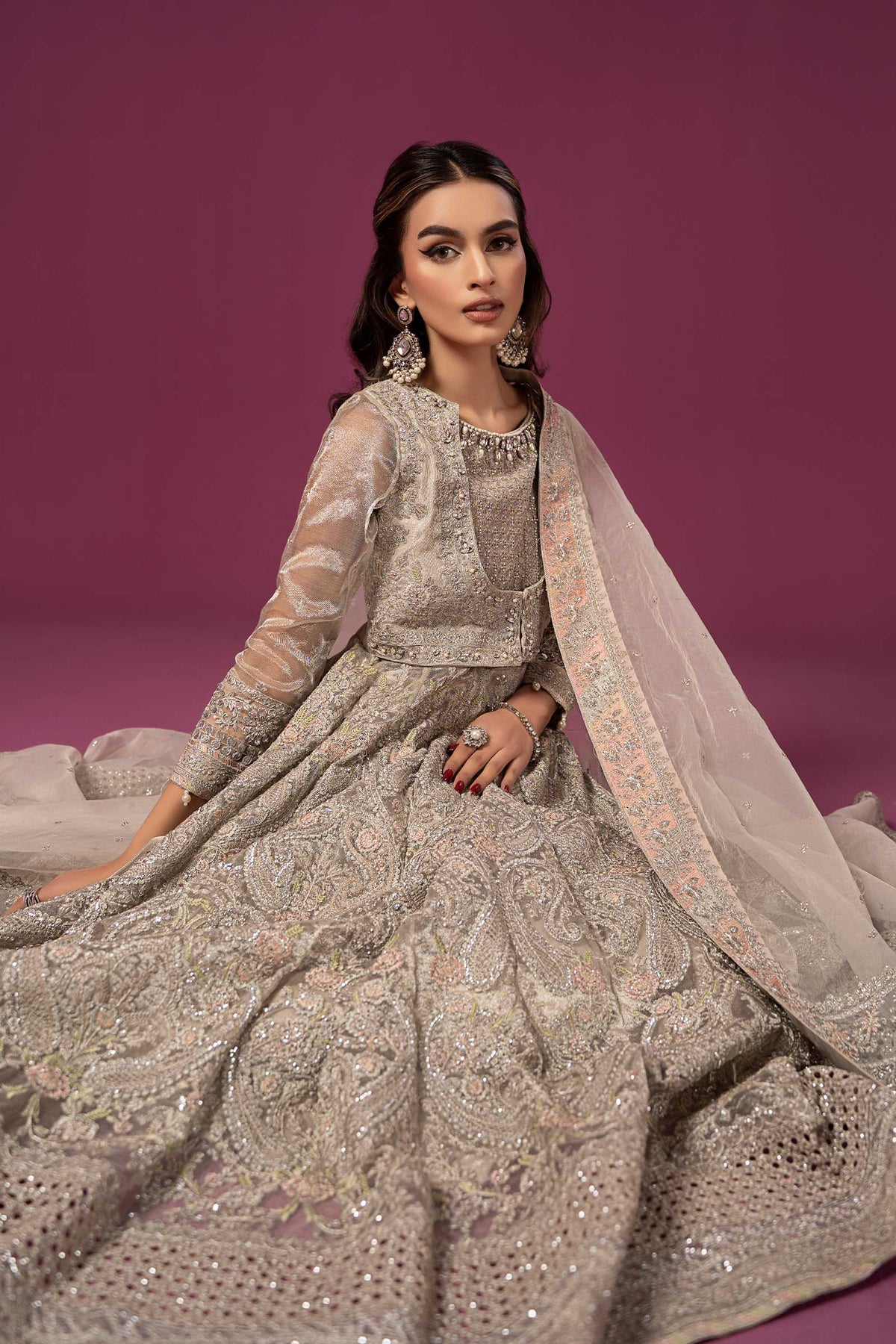 3 Piece Embroidered Net Suit