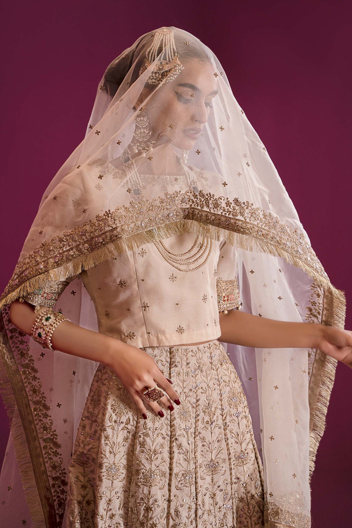 3 Piece Embroidered Raw Silk Suit