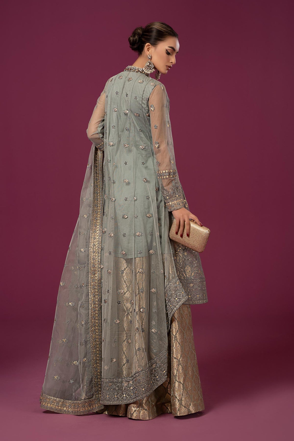 3 Piece Embroidered Net Suit